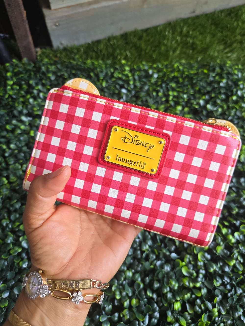 Disney Red and White Gingham Card Wallet with Winnie the Pooh Liner